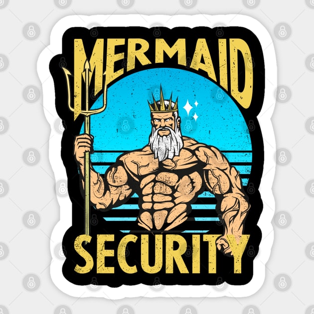 mermaid security - funny merman and mermaid dad Sticker by savage land 